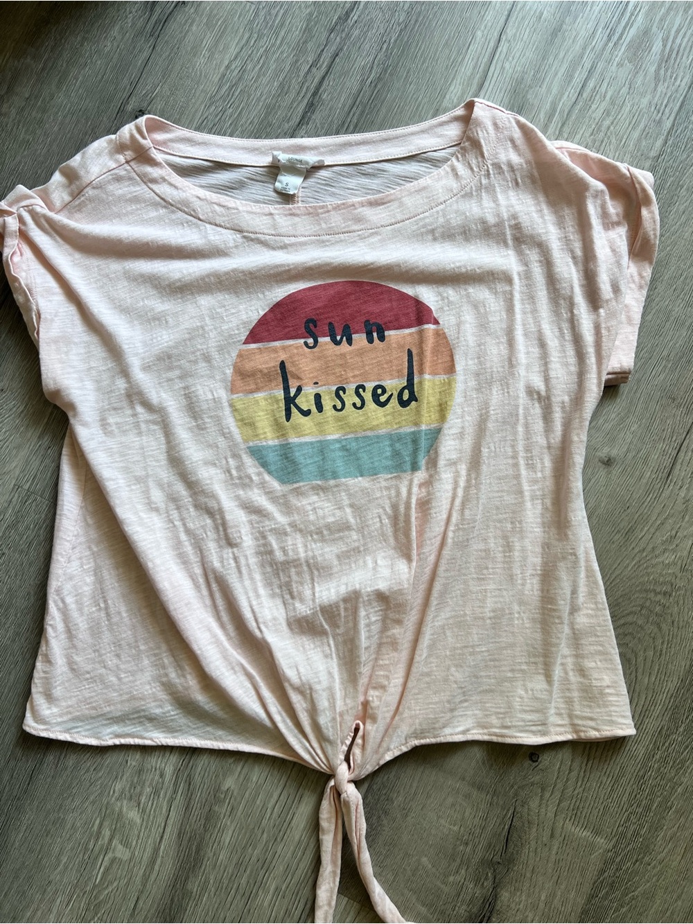 LOFT Pink Graphic 'Sun Kissed' Tie-Front Tee